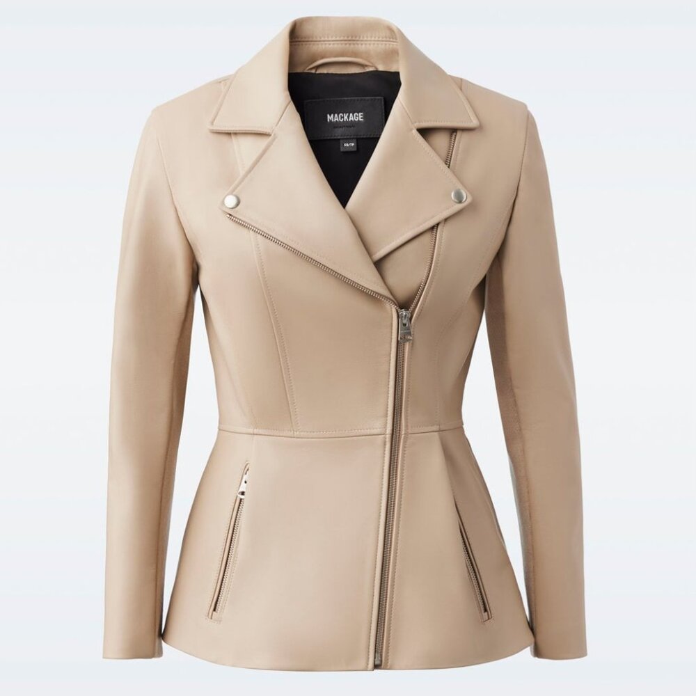 NWT MACKAGE Small DAY LEATHER MOTO JACKET Peplum